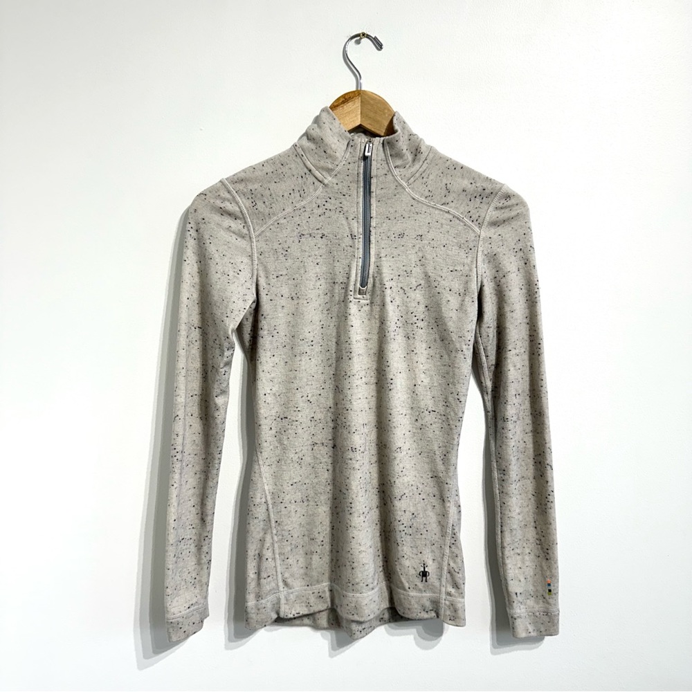Smartwool Merino Base Layer 1/4 Zip grey shirt outdoor activewear wool
